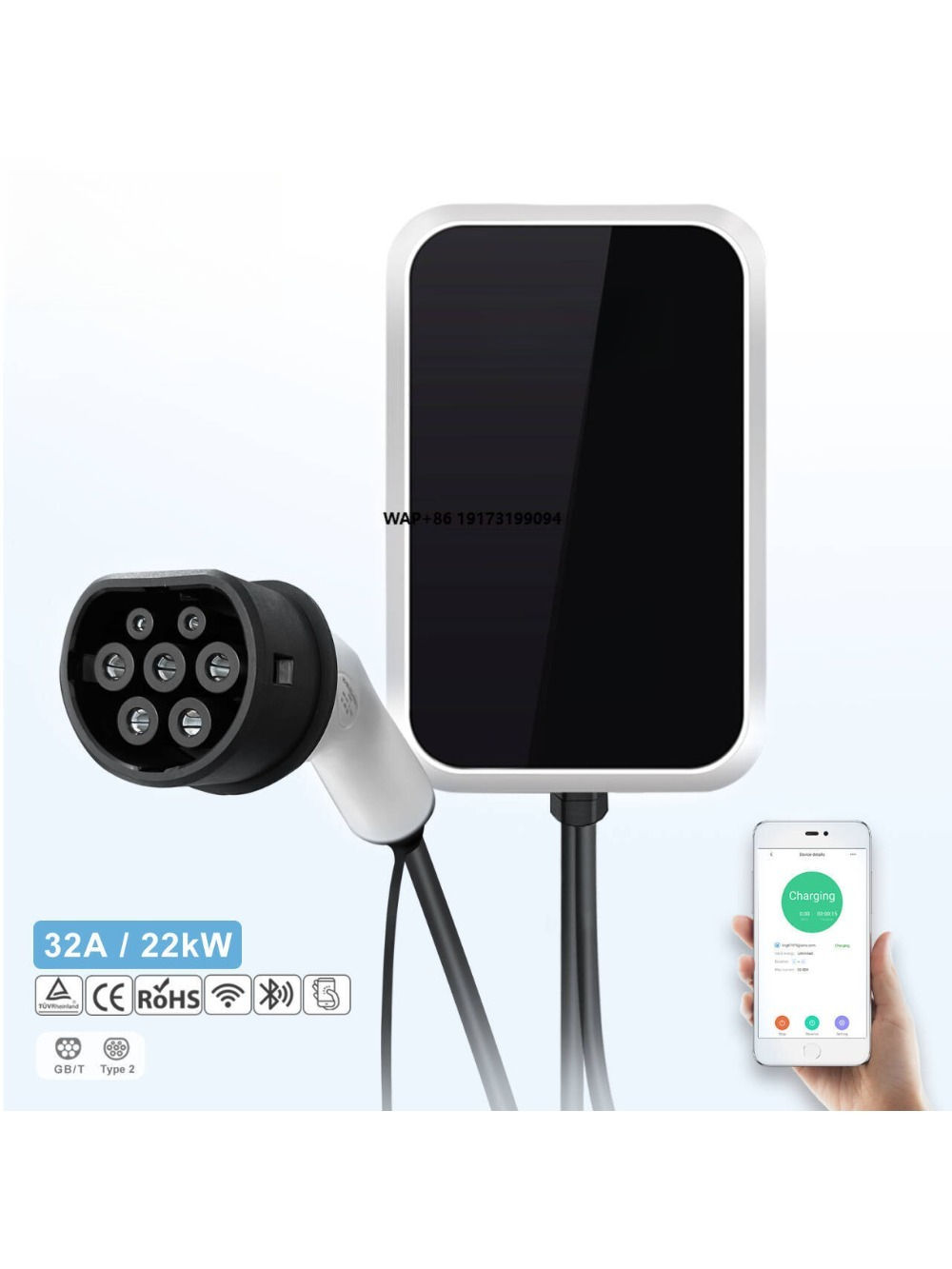 22Kw Wallbox Type 2 Ocpp Rfid - محطة شحن السيارات الكهربائية الذكية بقدرة