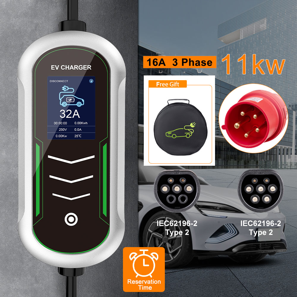 IPENGEN 11KW EV شاحن محمول Typ - مراجعة Portable Ev Charger 32A Type 2 Cee Plug وسعره