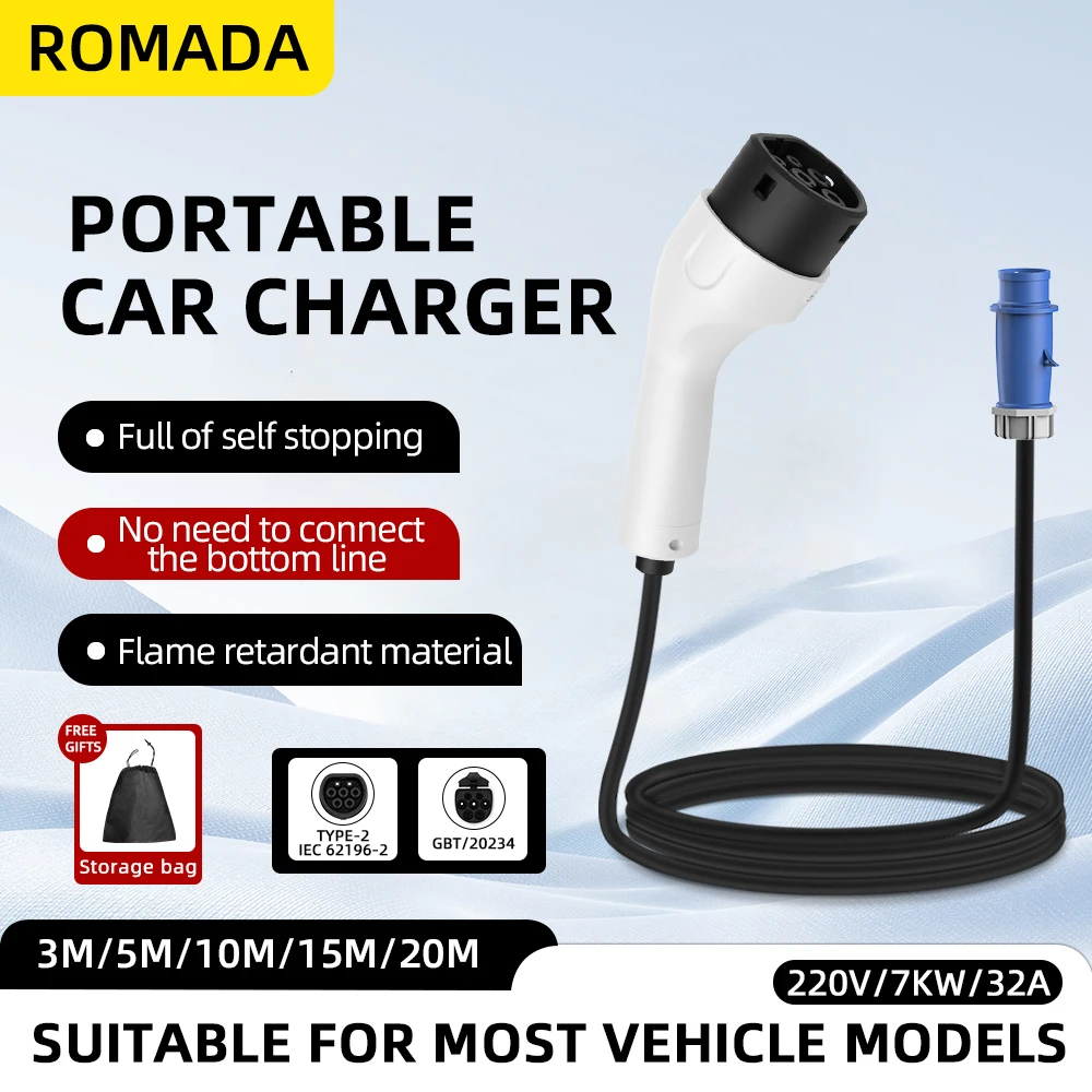 شاحن محمول للسيارات الكهربائية - مراجعة Portable Ev Charger 32A Type 2 Cee Plug وسعره