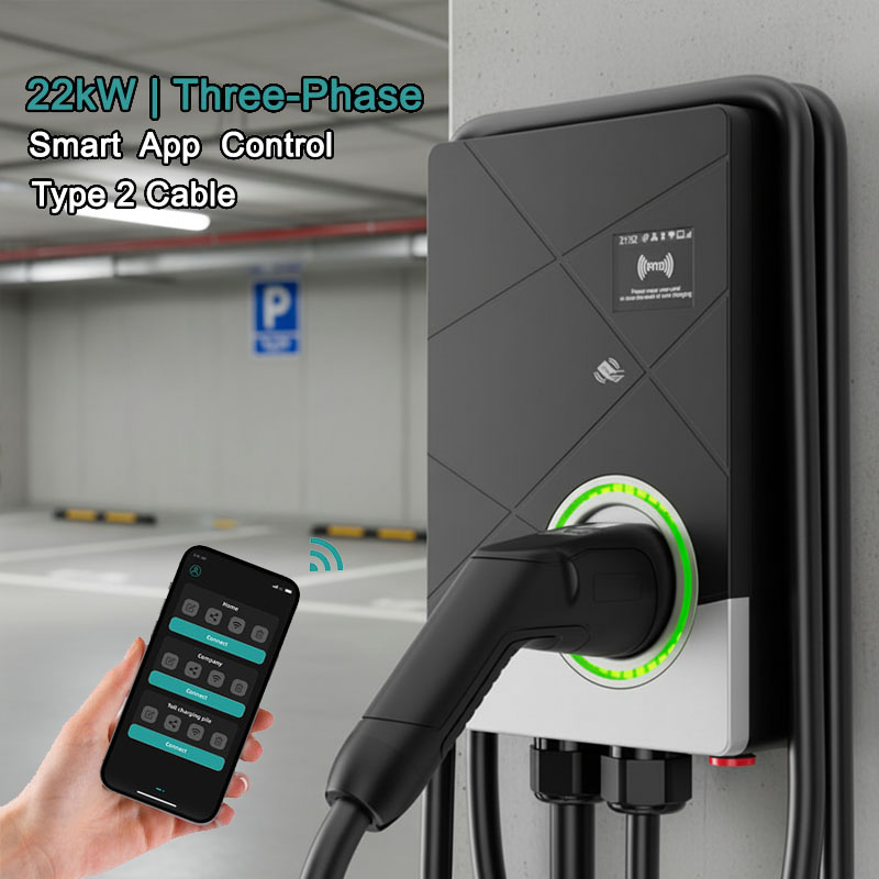 شاحن سيارات كهربائية ذكي ثلاثي - مراجعة 22Kw Wallbox Type 2 Ocpp Rfid وسعره