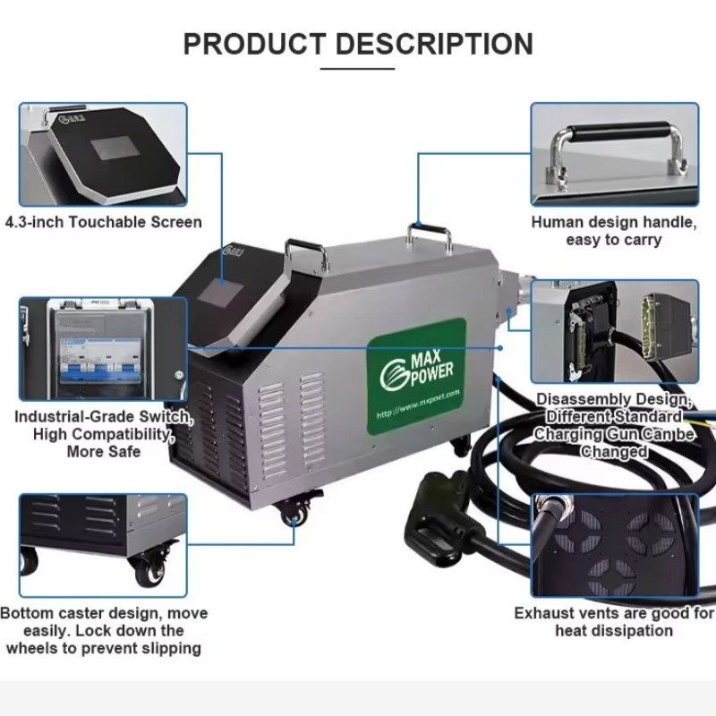 شاحن سيارات كهربائية محمول للا - مراجعة Portable Dc Fast Charger 20Kw Ccs2 وسعره