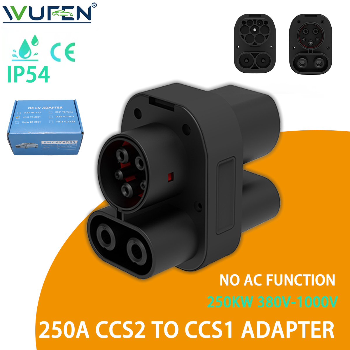 محول WUFEN 250KW من CCS2 إلى C - مراجعة Ccs2 To Ccs1 Fast Charge Adapter 250Kw وسعره